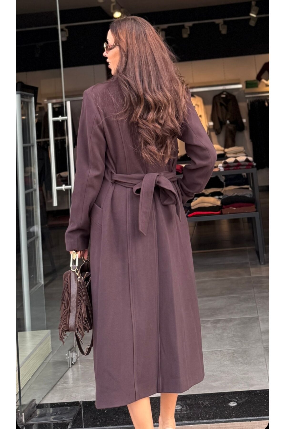 Kadın Maxsi Boy Kaşe Kaban