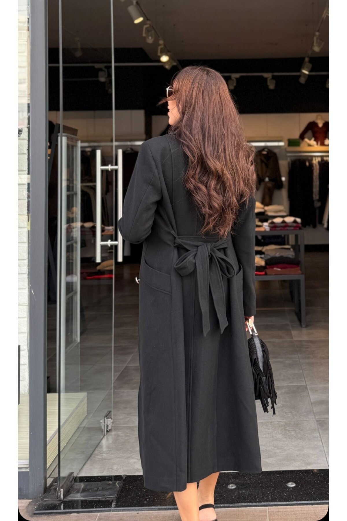 Kadın Maxsi Boy Kaşe Kaban