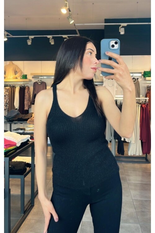 Kadın Askılı Merserize Parlak Bluz