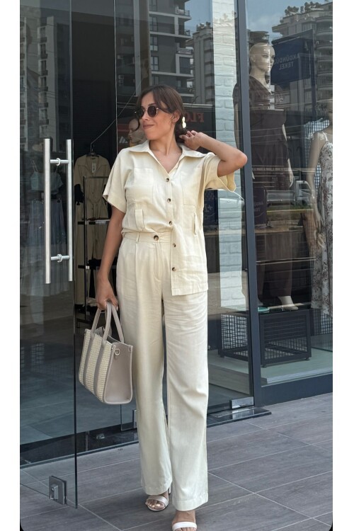 Kadın Belden kuşaklı Yarım Kol Takım