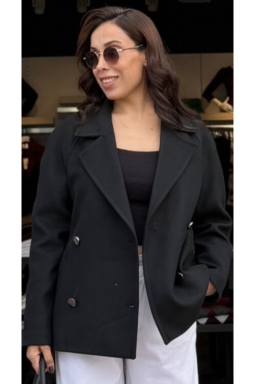 Kadın Düğmeli Kurvaze Kısa kaban