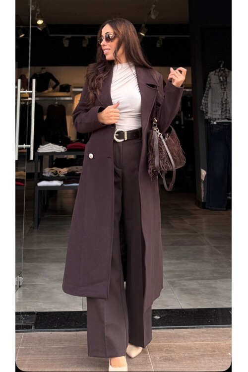 Kadın Maxsi Boy Kaşe Kaban