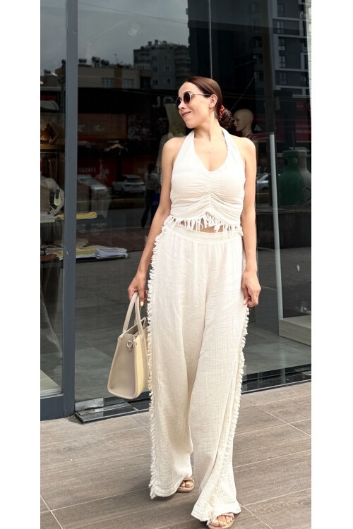 Kadın Pamuklu Pantolon Bluz Takım