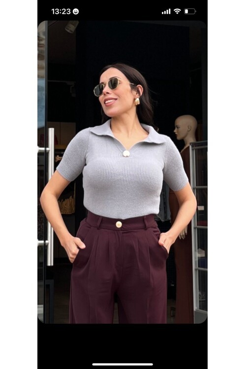 Yarım kollu triko body